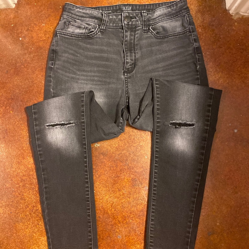 a.n.a Black Distressed Jeggings